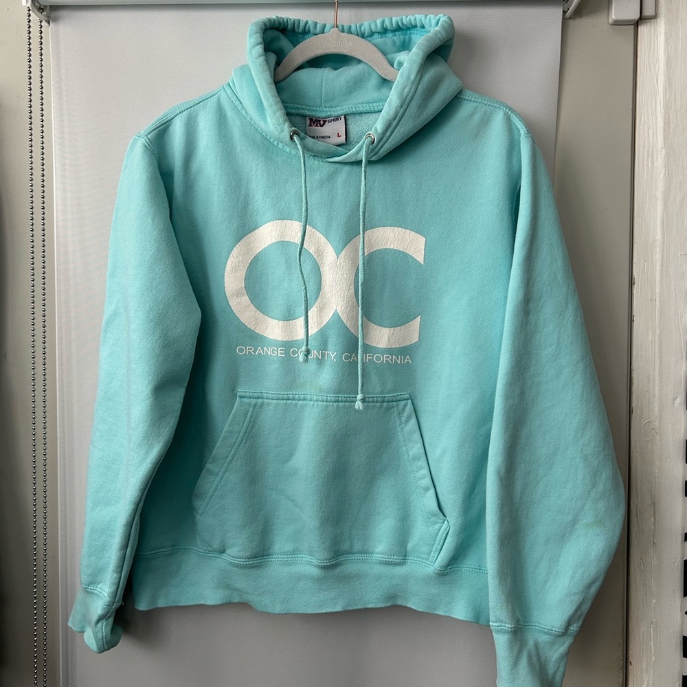 MV Sport Aqua and White Hoodie Sweatshirt